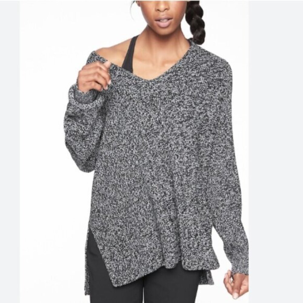 Athleta Switchback Pullover Sweater In Black Marl… - image 1